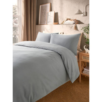 George Home Grey Brushed Cotton Plain Fitted Sheet - Super King
