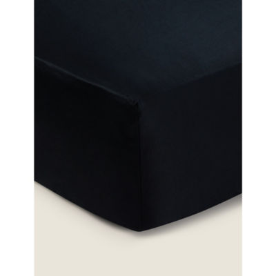 George Home Black Sateen 100% Cotton 300 Thread Count Luxury Fitted Sheet - King