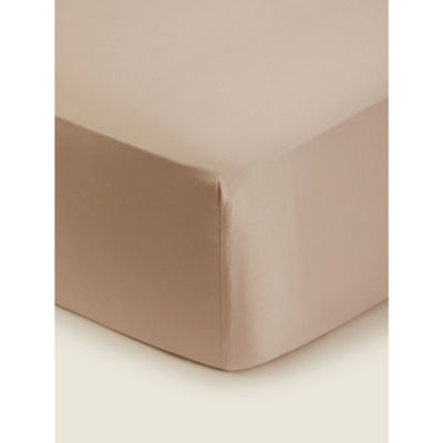 George Home Natural Sateen 100% Cotton 300 Thread Count Luxury Fitted Sheet - King