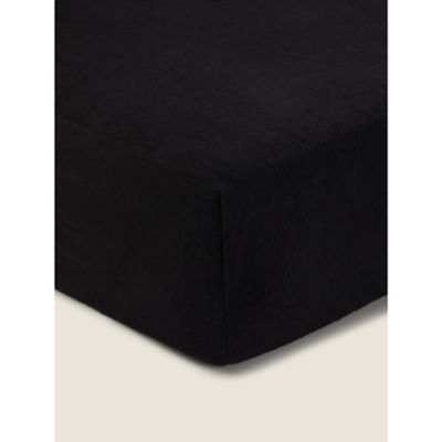 George Home Black Brushed Cotton Plain Fitted Sheet - Super King