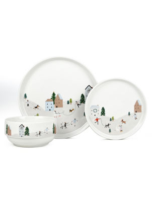 George Home White Winter Scene Porcelain Dinner Set - 12 Piece