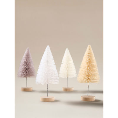 George Home Flocked Tree Christmas Decoration - Set of 4