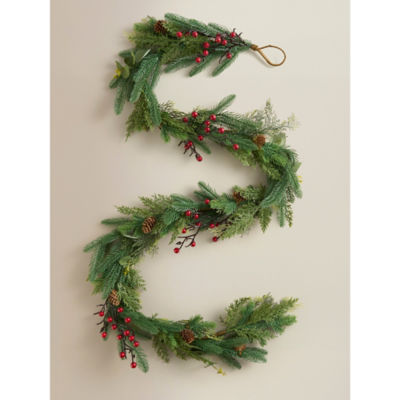 George Home Green & Red Pinecone Christmas Garland