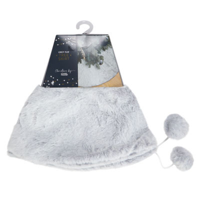 George Home Grey Plush Christmas Tree Skirt