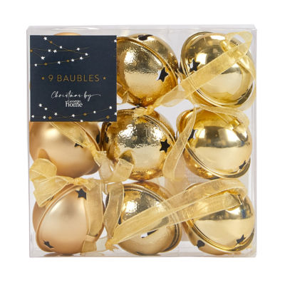George Home Gold Metal Bell Baubles - 9 Pack