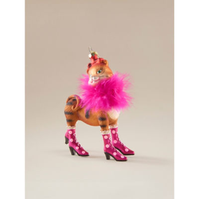 George Home Pink Glamorous Cat Glass Bauble