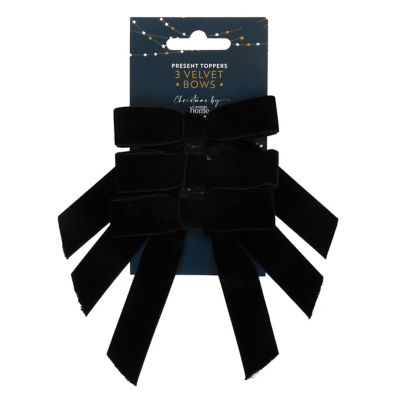 George Home Black Velvet Bows - 3 Pack