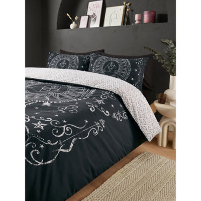 George Home Black Dreamcatcher Panel Reversible Duvet Set - King