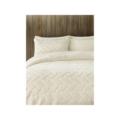 George Home Cream Carved Teddy Reversible Duvet Set - Single