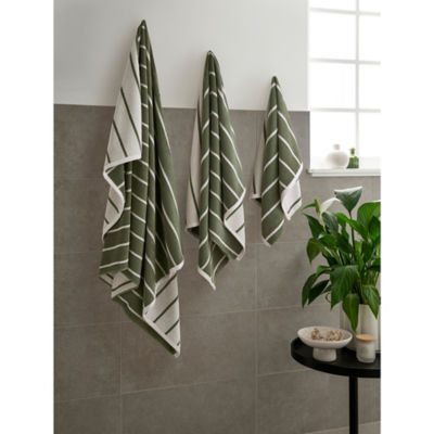 George Home Pinstripe Olivine Bath Towel