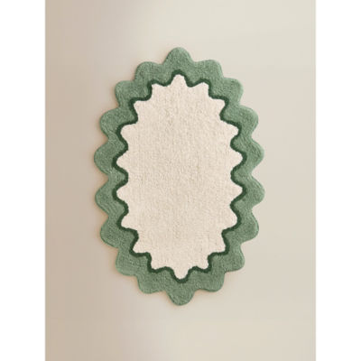 George Home Green & Cream Scallop Bath Mat
