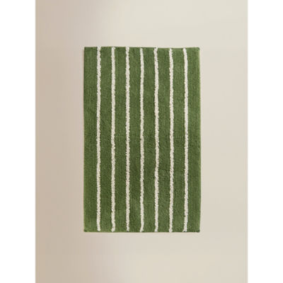 George Home Green Pinstripe Bath Mat