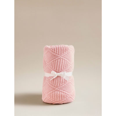 George Home Pink Sherpa Backed Knit Blanket - 75cm x 100 cm