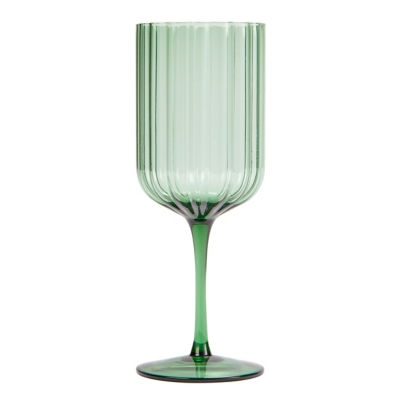 George Home Green Scallop Wine Glass