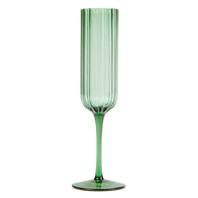 George Home Green Scallop Champagne Glass