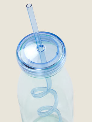 George Home Blue Milk Bottle with Straw - ASDA Groceries