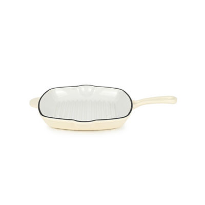 George Home Cream Enamelled Cast Iron Square Grill Pan - 28cm