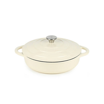 George Home Cream Enamelled Cast Iron Casserole Dish - 28cm