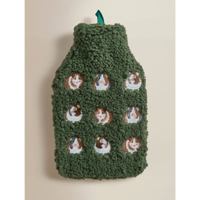 George Home Green Guinea Pig Embroidered Boucle Hot Water Bottle