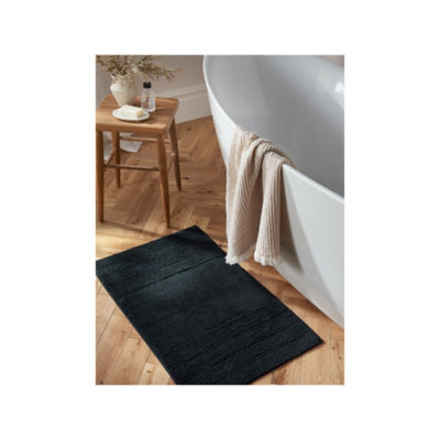 At Home with Stacey Solomon Black Cut & Loop Stripe Bath Mat - ASDA ...