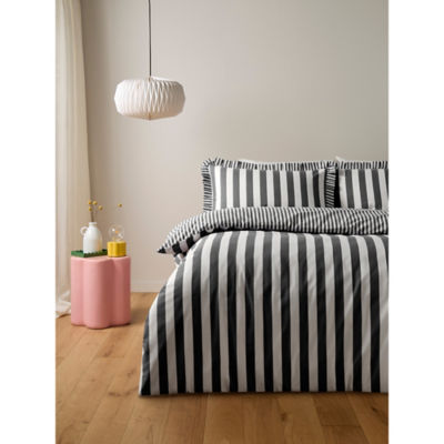 George Home Box Pleat Striped Duvet Set Single