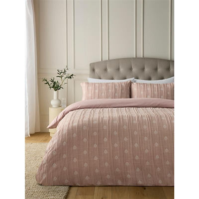 George Home Striped Damask Print Matelasse Duvet Set - Double