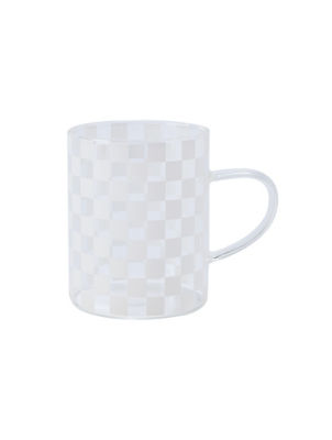 George Home White Checkerboard Glass Mug