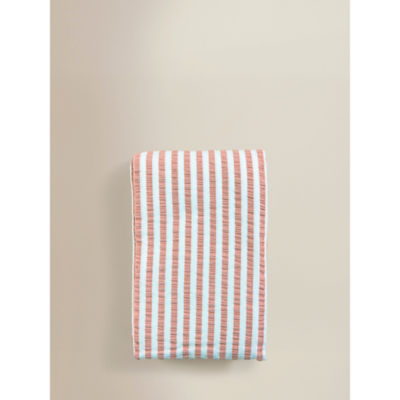 George Home Pink & White Seersucker Tablecloth