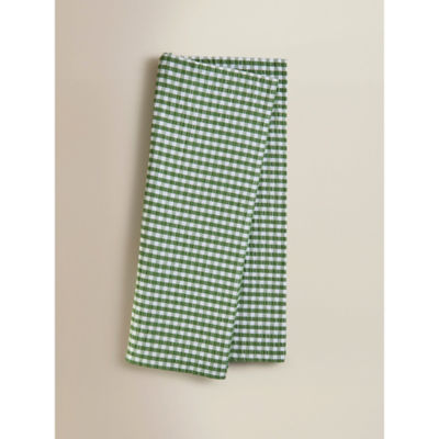 George Home Green & White Gingham Seersucker Tablecloth