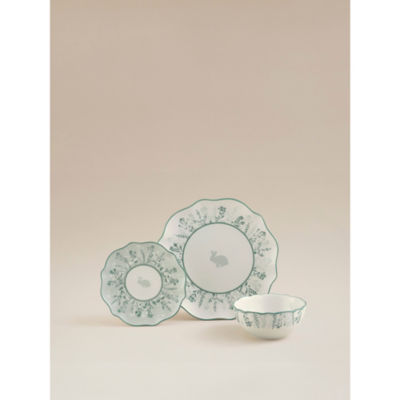 George Home Green & White Floral Bunny Dinner Set 12 Piece