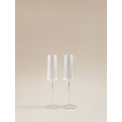 George Home Clear Ribbed Champagne Flute Glass