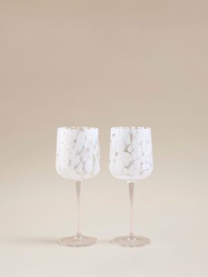 George Home White Confetti Wine Glass 2pk