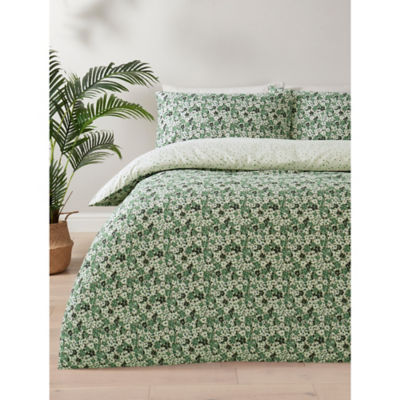 George Home Green Ditsy Floral Print Microfiber Duvet Set - Single