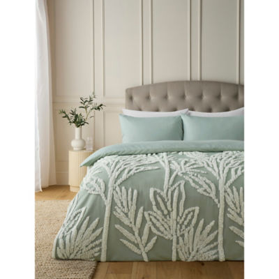 George Home Palm Tree Print Tufted Duvet Set - Super King