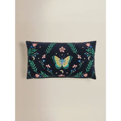 George Home Navy Butterfly Embroidered Cushion