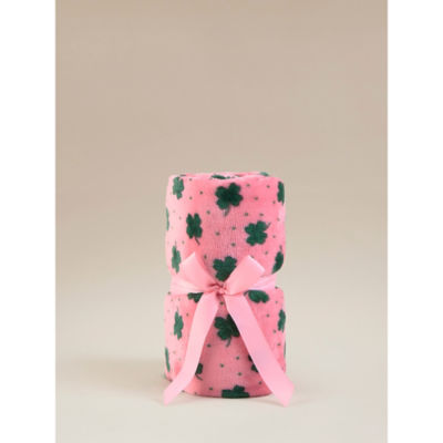 George Home Pink & Green Four Leaf Clover Supersoft Throw