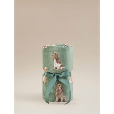 George Home Green Spaniels Supersoft Throw - 150cm x 120cm
