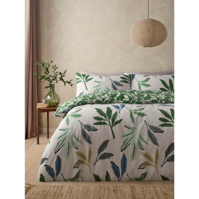 George Home Green Sanctuary Leaves Reversible Duvet Set