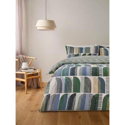 George Home Green Arch Geo Reversible Duvet Set - Double