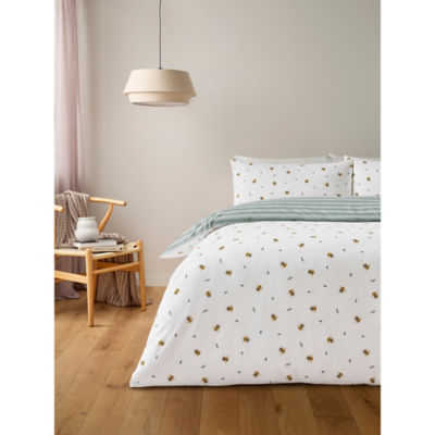 George Home White Spring Bee Print Duvet Set Double