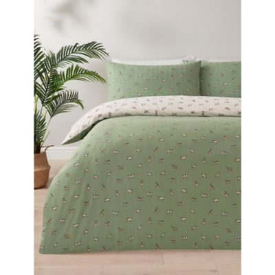 George Home Green Microfiber Dogs Reversible Duvet Set - Double