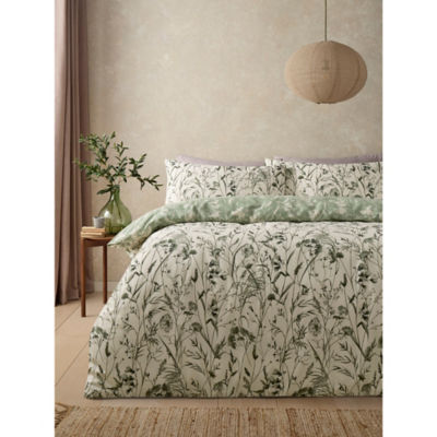 George Home Green Inky Spring Meadow Easycare Reversible Duvet Set Single