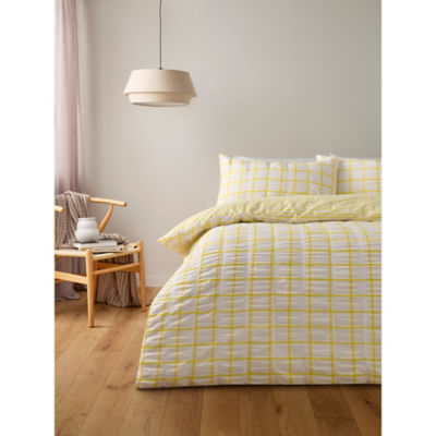 George Home Yellow Box Check Seersucker Duvet Set Double