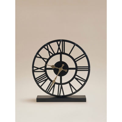 George Home Black Skeleton Mantel Clock