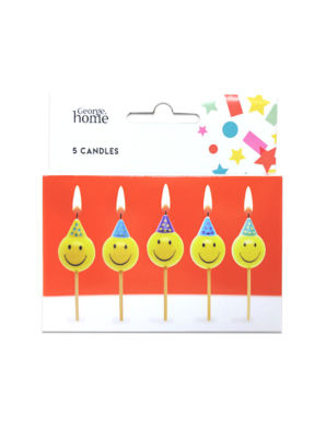 George Home Smiley Pick Candles 6Pk
