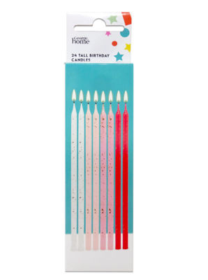 George Home Tall Candles Pink Mix 24Pk