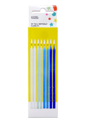 George Home Tall Candles Blue Mix 24Pk