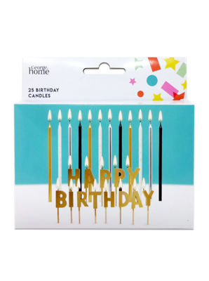 George Home Happy Birthday Letter Candles 25Pk