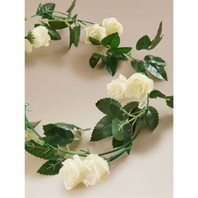 George Home White Paper Rose Garland - Set of 2