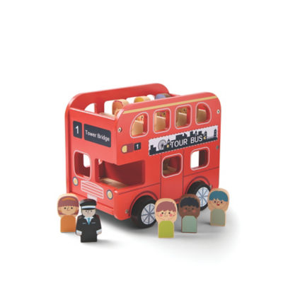Hapello Little Worlds Red Wooden Tour Bus